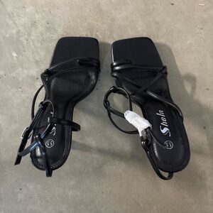 SHEIN Elegant Black Strappy Heels